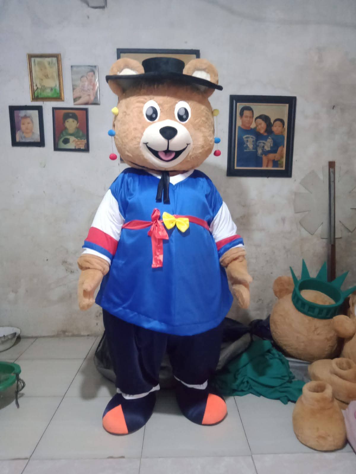 Galeri Produksi Maskot Custom - Karakter Beruang Tema Pakaian Tradisional Korea 1